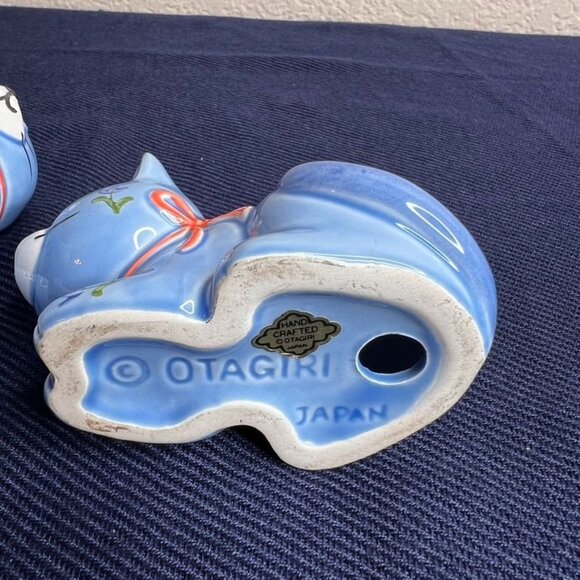 VTG Otagiri Ceramic Blue Cat Salt & Pepper Shaker Set ~ NO CORKS - READ - Picture 8 of 13